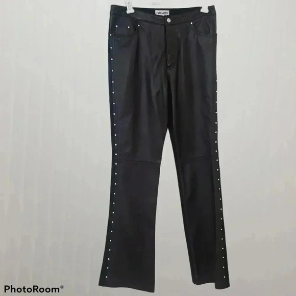 Paolo Santini Leather Rhinestone Pant - Picture 1 of 11